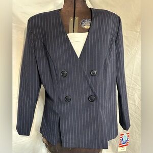Women's Navy Pinstripe Blazer Dress Savvy New York
